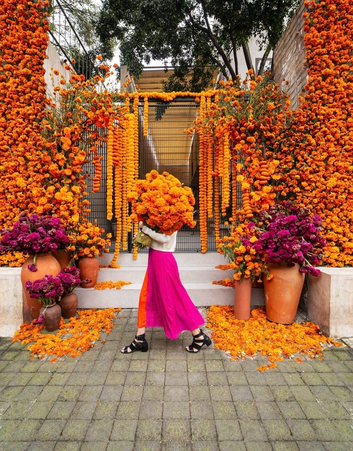 day of the dead floral installation mexico